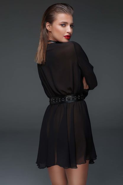 black Chiffon minidress with choker F150- 3XL