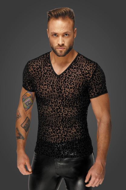 Leopard flock v-neck t-shirt H071 - 3XL